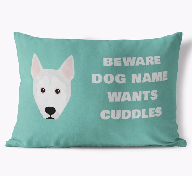 Beware of Cuddles: Personalized {breedFullName} Soft Touch Pillow